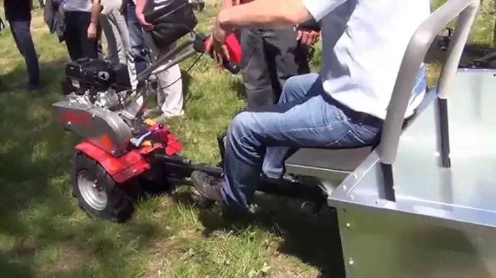 Мотоблок с телегой видео ТПМ-350-01 оцинкованная разборная с механизмом опрокидывания  1